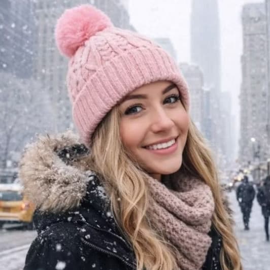 Touca frio inverno pom pom forrada