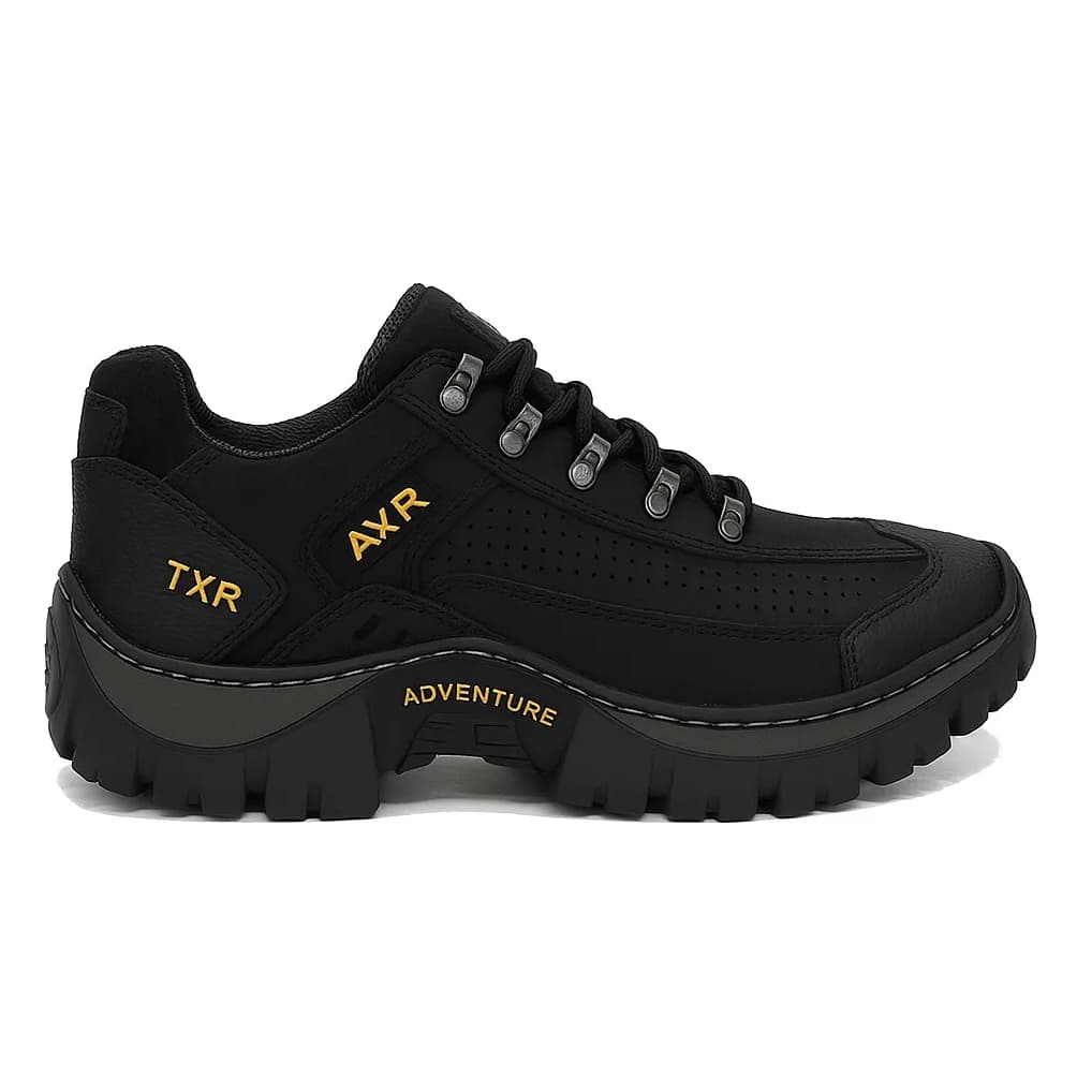 Tenis Bota Masculino Adventure Trilha de Couro Macio Com Solado Costurado Antiderrapante Confortável