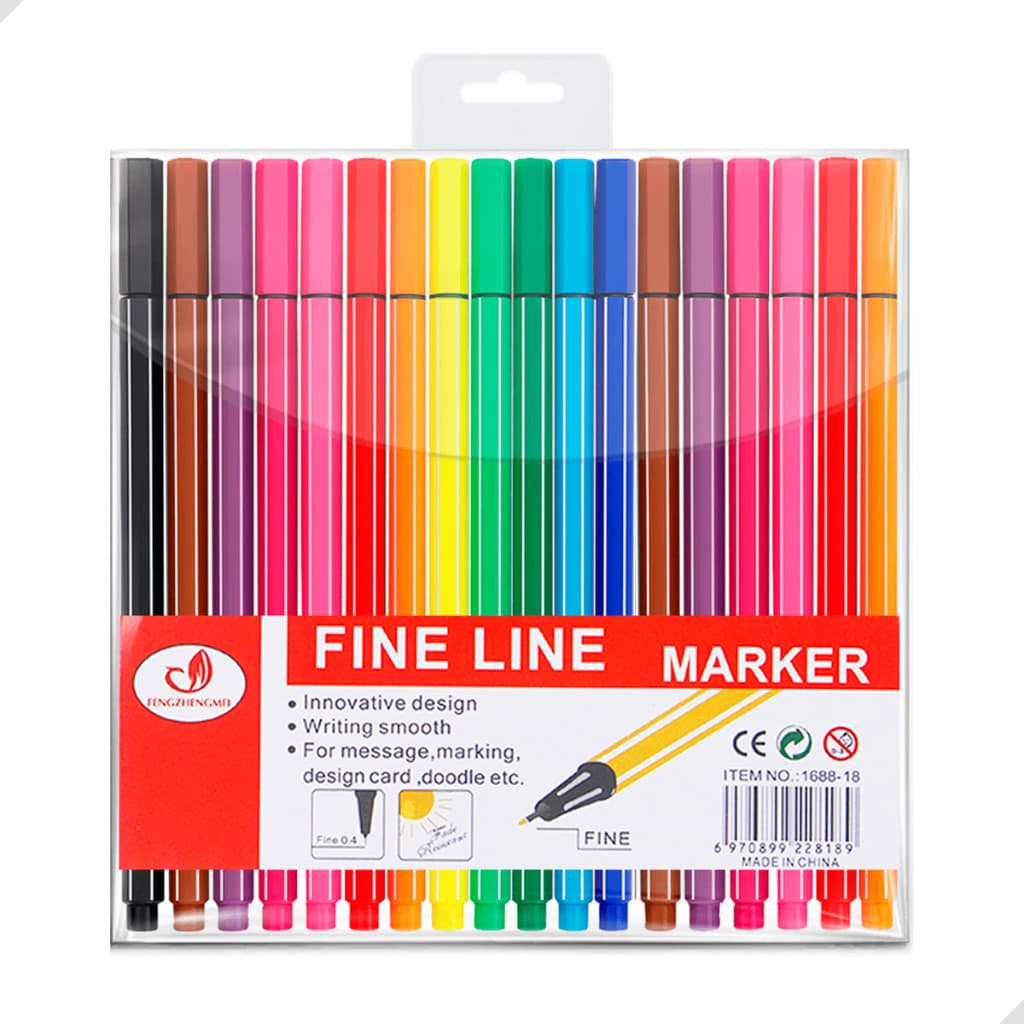 18 Canetas Fine Line Ponta Fina 0.4 Escolar Hidrográfica Bolígrafo Para Pontilismo e Lettering