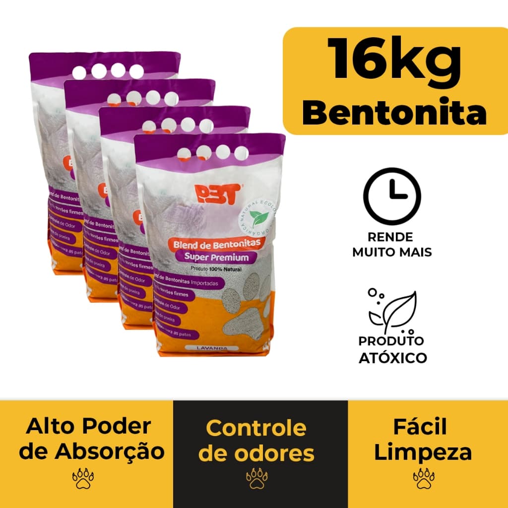 Kits Bentonita Areia Sanitária Gatos Biodegradável P3T  - Lavanda