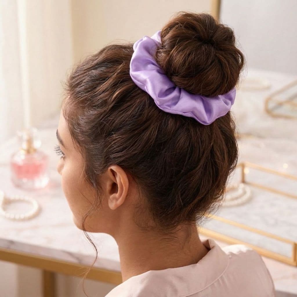 Xuxinha De Cetim Scrunchies Costura Embutida Luxo Elegante Confortável Coquete Aesthetic