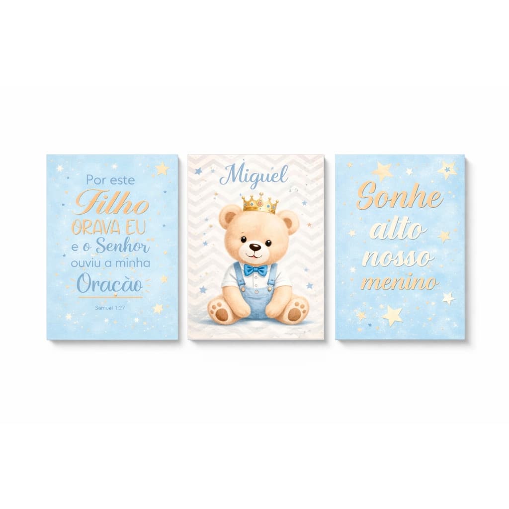 Quadro Decorativo ursinho menina menino por este filho decoração infantil nome personalizado