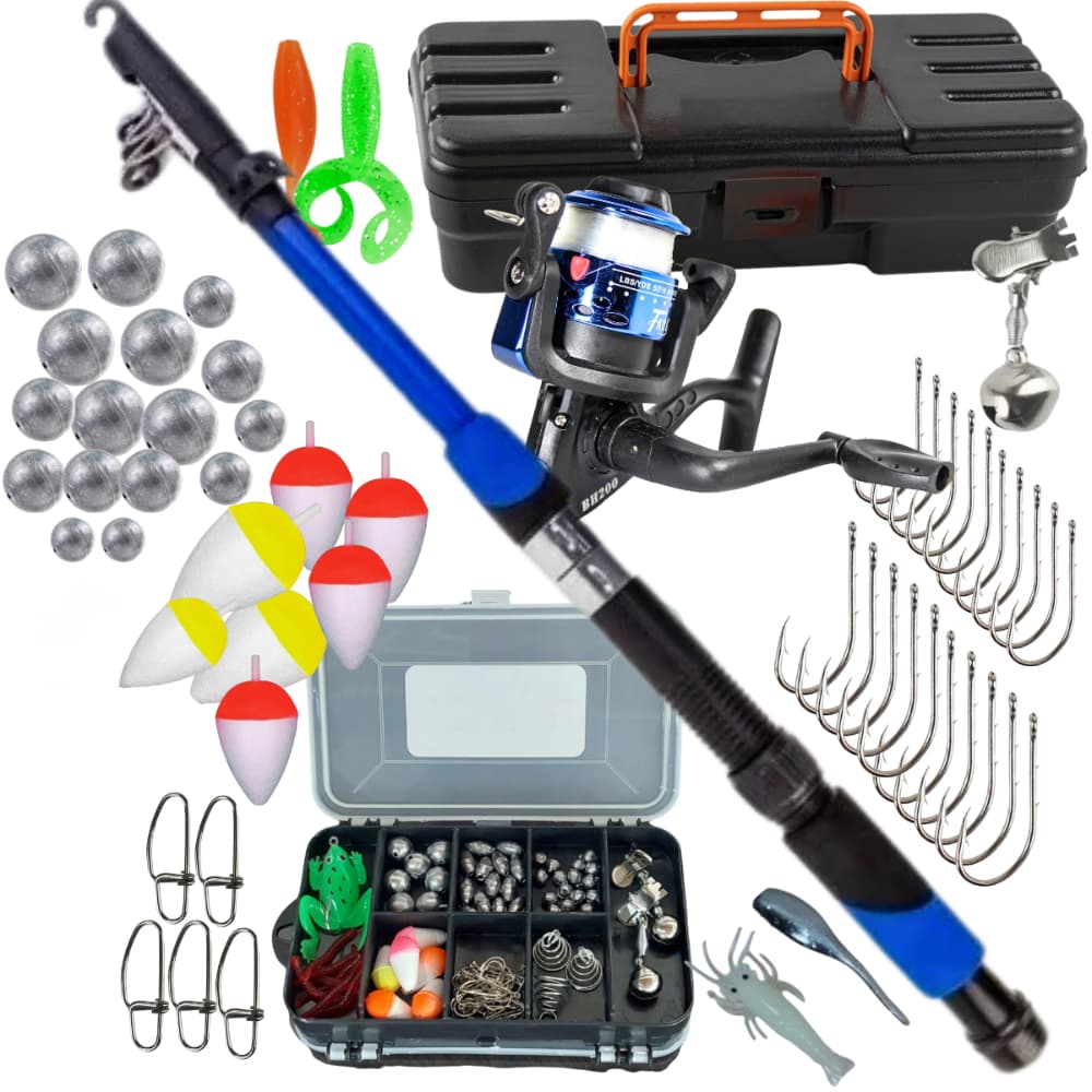 Kit Pesca Completo Vara Molinete com linha maleta estojo organizador anzol boia isca chumbada rios lago tilápia tucunaré