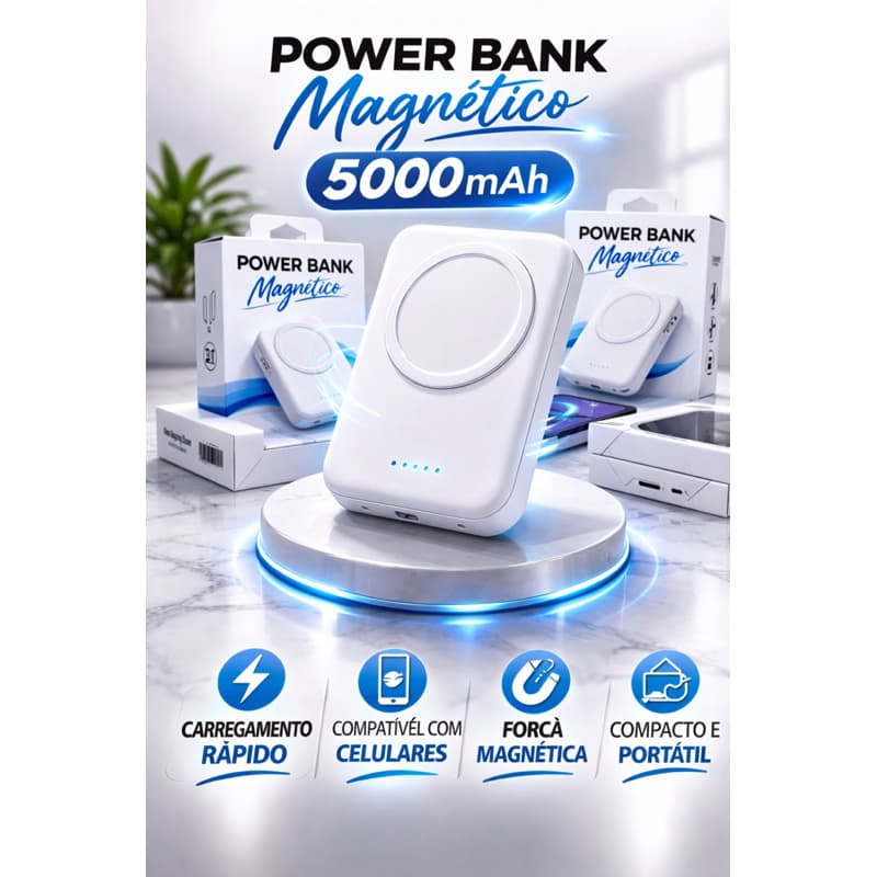 Carregador Portátil Indução iPhone/Android Apple Sem fio Bateria Carga Carregador 5000mAh