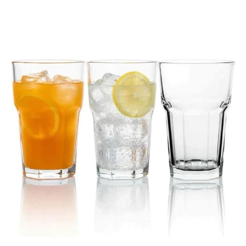 Kit 3 Copos de Vidro 350ml Resistente Água Suco Refrigerante Drinks Grosso Mesa Posta Transparente