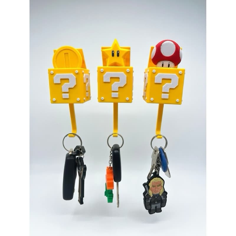 Combo 3 Porta Chaves Geek Cogumelo Estrela Moeda
