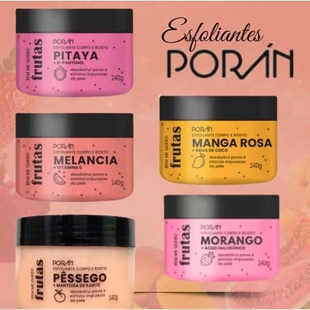 Esfoliante Corpo e Rosto de Frutas Porán Linha Bem Me Quero 240g Vegano
