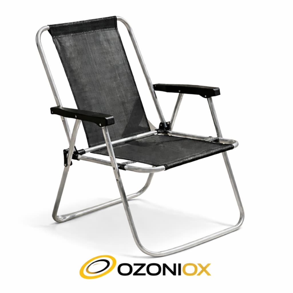 Cadeira Praia Mor Alta Piscina Praia Cor Preta  Aluminio