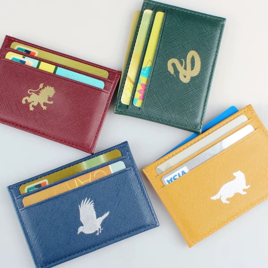 Porta Cartão Harry Potter Grifinória Sonserina Hogwarts Vertical Carteira Rígida Slim Protetora