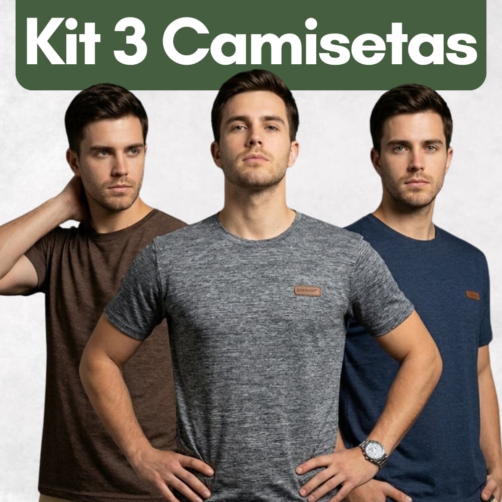 Kit 3 Camisetas Masculinas Dry Fit Malha Fria Academia Treino Moda Fitness Camisa Básica Casual
