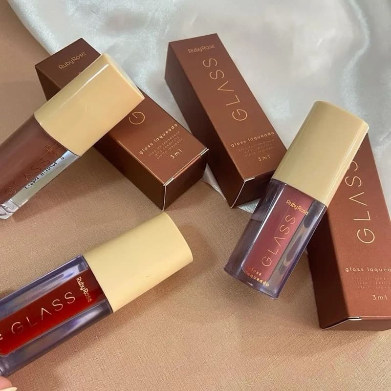 Gloss Labial Laqueado Glass Ruby Rose Brilho Intenso Efeito Molhado