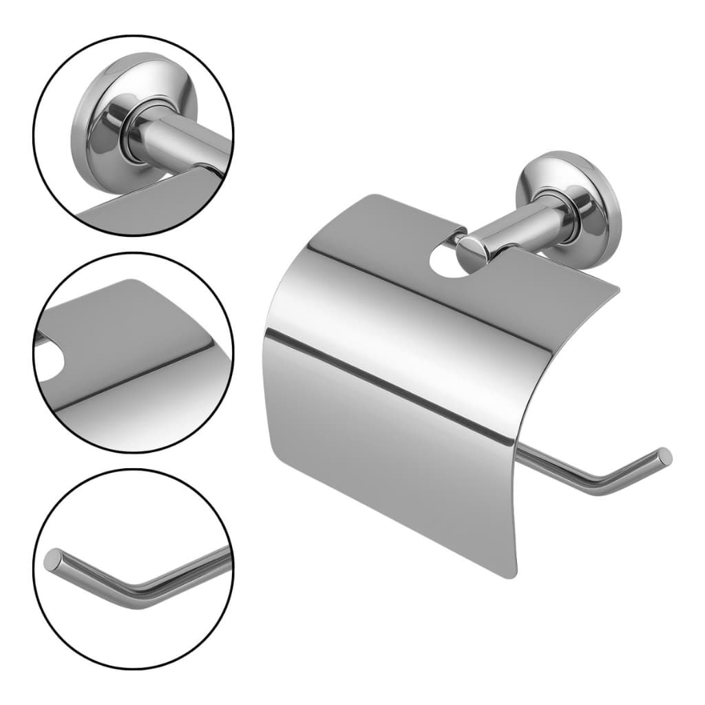 Suporte Porta Papel Higiênico Papeleira com Tampa para Banheiro Inox Cromada
