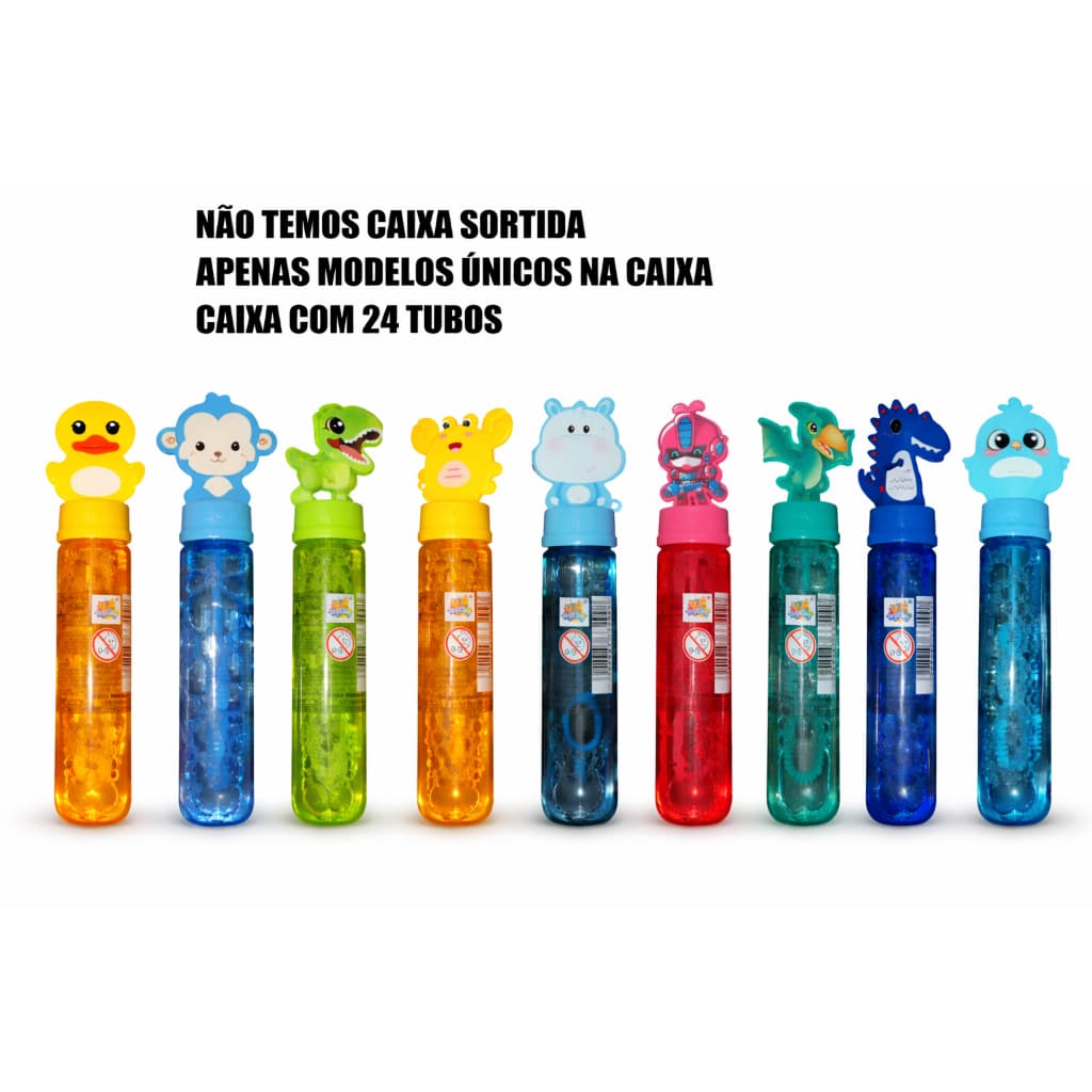 BOLINHA DE SABÃO TEMAS 14cm CAIXA COM 24 UNIDADES