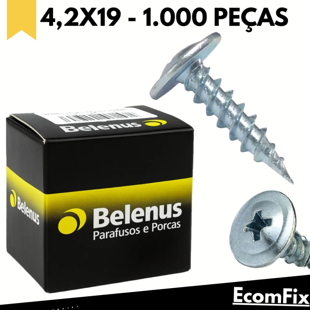 Parafuso Ponta Agulha Para Forro De Pvc 4,2x19 Caixa Com 1000 Peças - BELENUS