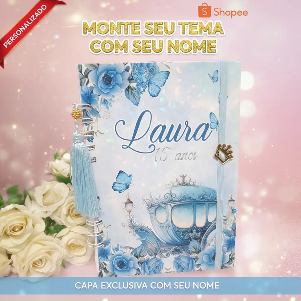 Caderno Personalizado Tema da sua escolha – Ideal para Mensagens, Assinaturas, Casamento, 15 Anos e Batizado