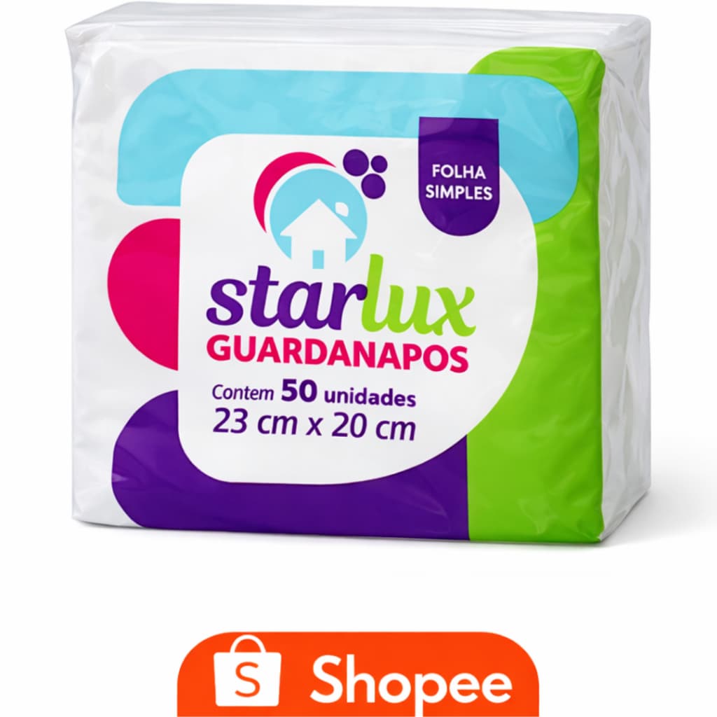 Guardanapo Starlux 23x20cm 50 Unidades Folha Simples Branco Macio Alta Qualidade