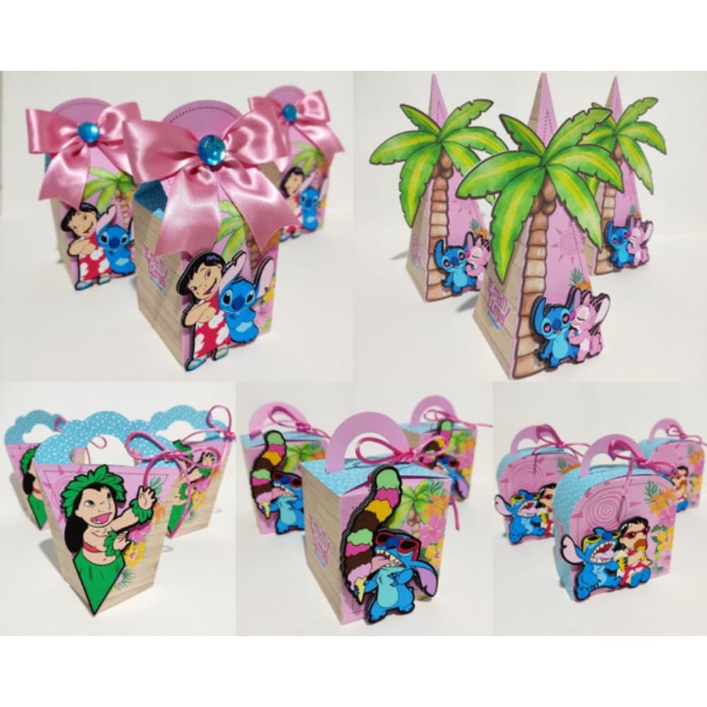 Kit Caixinhas Lilo Stitch Para Festa Caixas Lembrancinha Papelaria Personalizada DESMONTADO