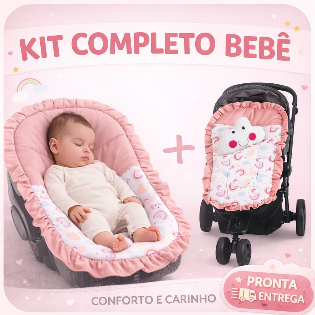 Kit Completo Bebê Conforto + Capa para Carrinho | Macio, Confortável e Universal