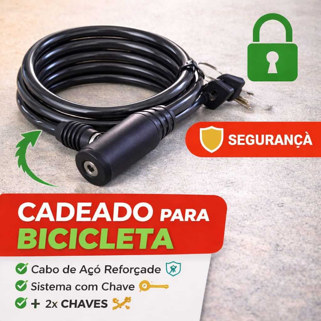 Cadeado para Bicicleta com Chave – Cabo de Aço Reforçado Alta Segurança