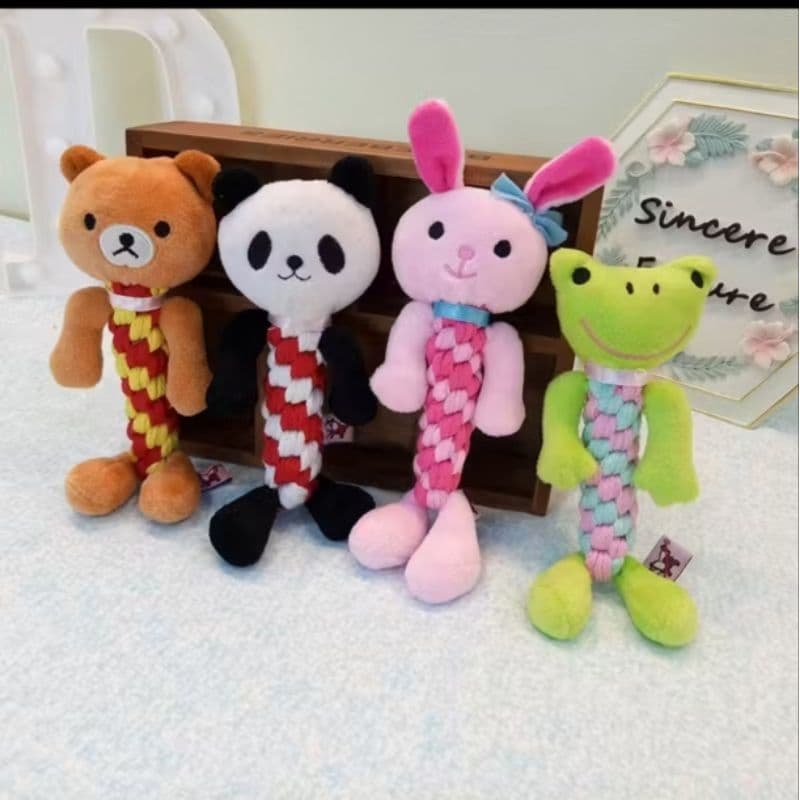 Brinquedo mordedor de pelúcia com corda para cachorros Pets Cães de estimação ideal para Porte Pequeno e Médio