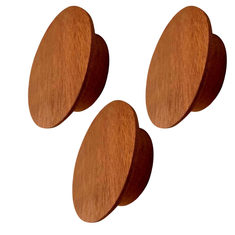 Kit 3x Pendurador Para Parede Madeira Maciça Muiracatiara 10kg 8cm