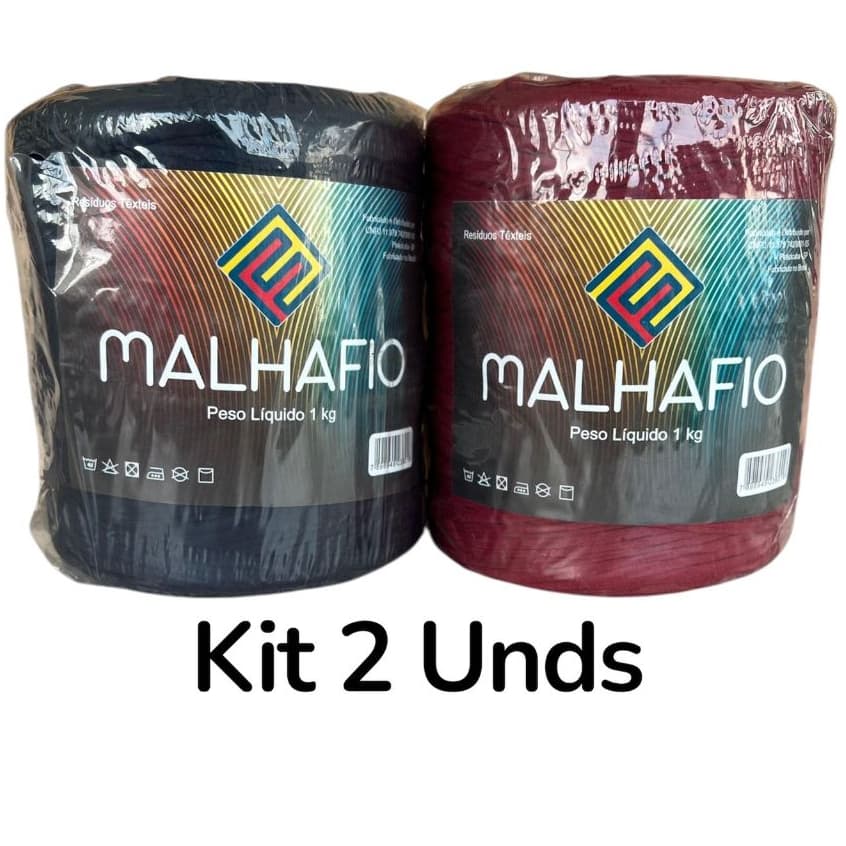 Fio da Malha Residual Para Tapetes e Artesanatos Kit 2 Novelos Igual 2 Kilos Malhafio