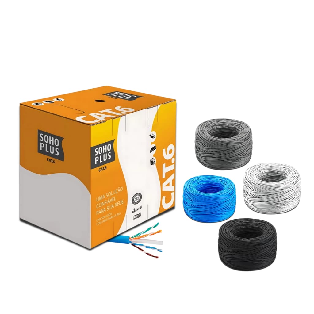 Caixa de Cabo U/UTP CAT 6 24AWGX4P 305M SOHOPLUS