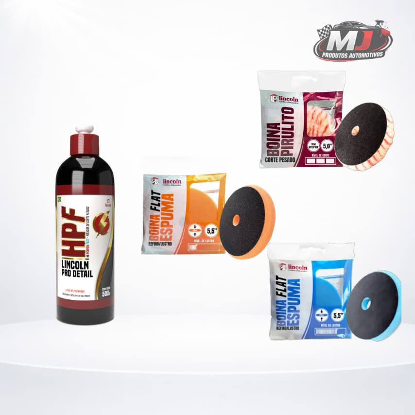 Kit Polimento Comercial Lincoln HPF + 3 Boinas Corte Refino Lustro 2 Etapas Profissional
