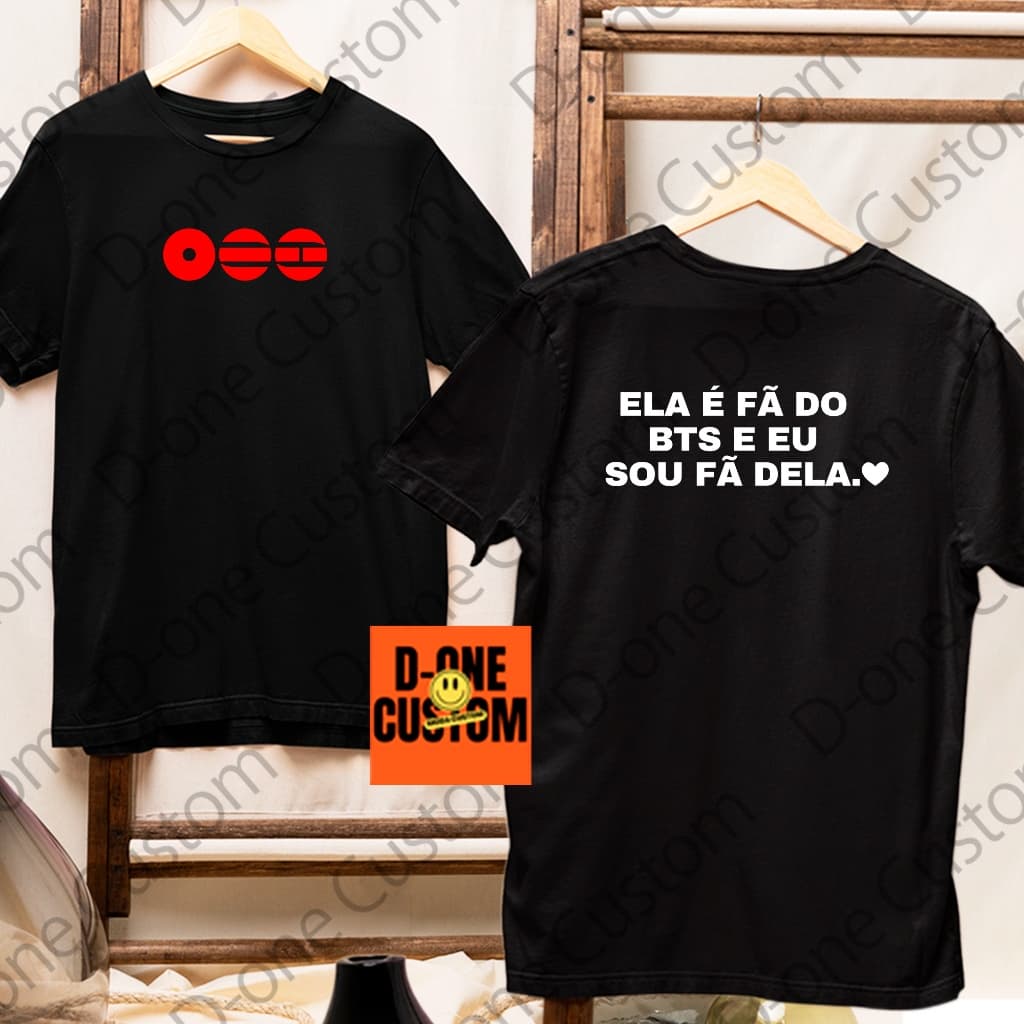 Camisa Camiseta Ela é Fã do BTS e Eu Sou Fã Dela Namorado Esposo Homenagem Show Coreano Algodão