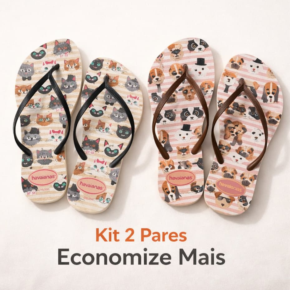 Chinelo Feminino Sandalia Slim Numeração 41/42 Original Estampa Pets Confortável Leve Macio Promoção