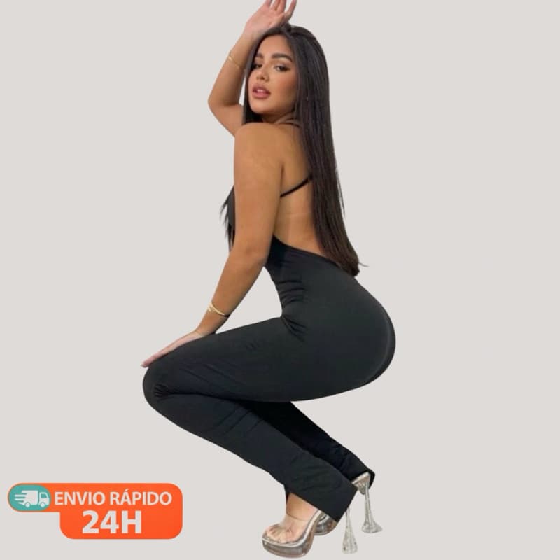 Macacão Feminino Suplex Longo Tamanho Único Modela Corpo Sem Bojo ----- Cod. 09