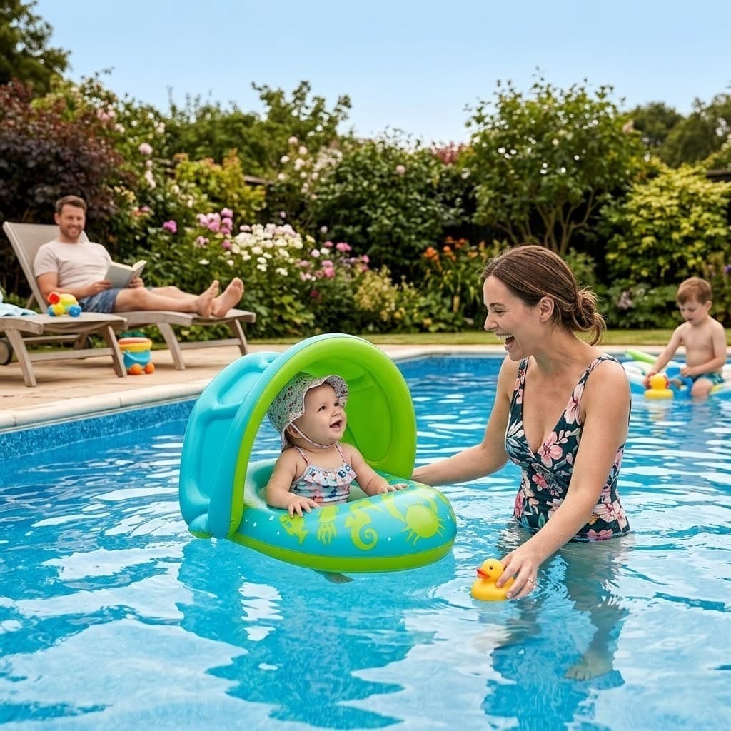 Bote e Boia Inflável Infantil Design Caranguejo Verde Seguro Diversao Praia Piscina