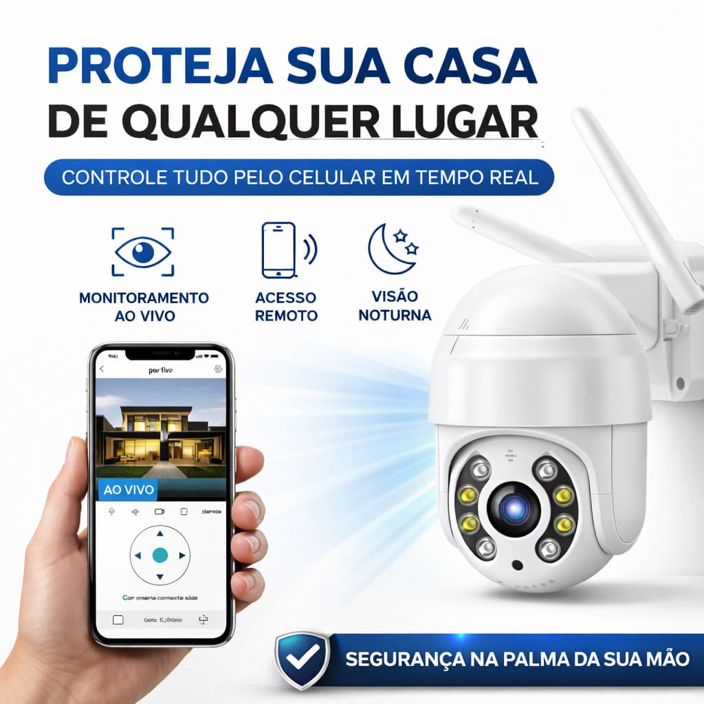 Câmera de Segurança WiFi Full HD 1080p IP Externa Visão Noturna Áudio Monitoramento Segurança App IP