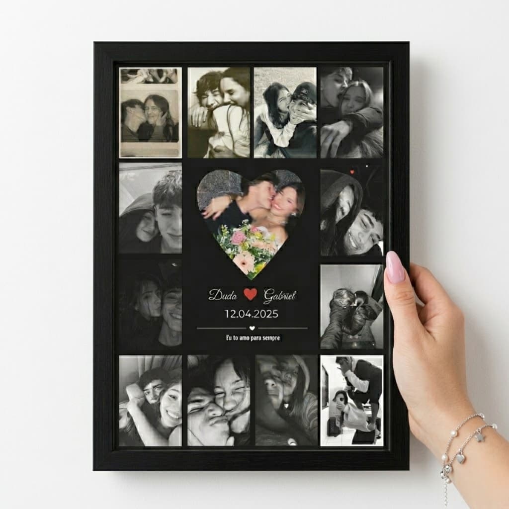 Quadro Casal Com 13 Fotos Personalizadas 25x35cm