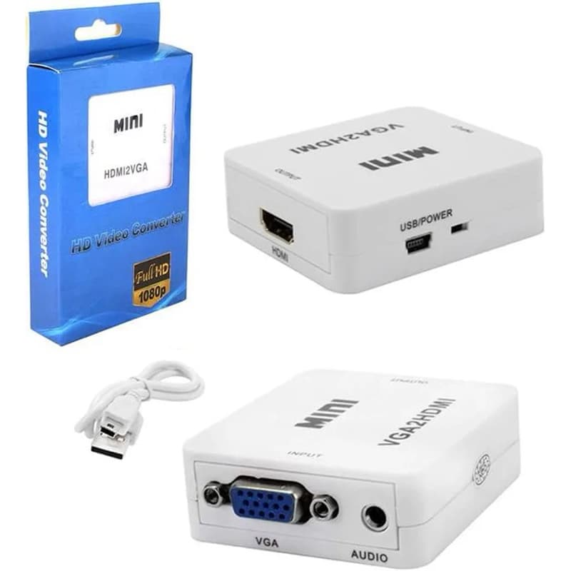 Mini Conversor Adaptador HDMI Para Vga + Áudio