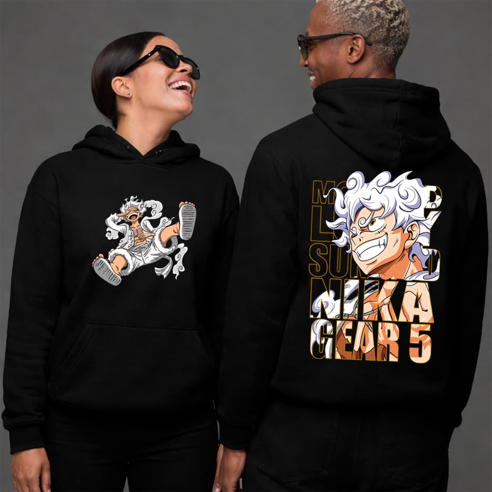 Moletom Canguru Blusa De Frio Nika Gear 5 Luffy Chapeu De Palha One Piece Anime Unissex