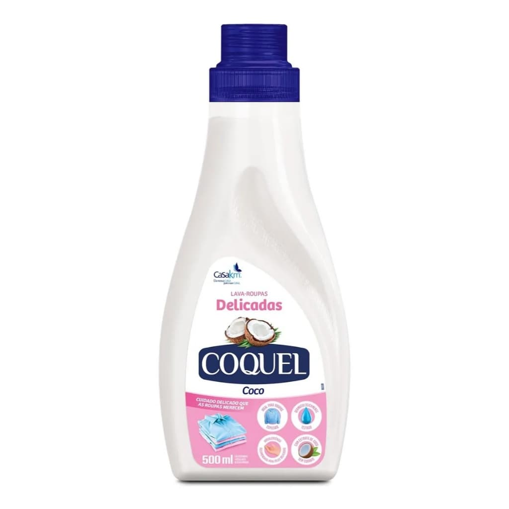 Lava Roupas Líquido Coco Coquel Frasco 500 ml Hipoalergênico CasaKm