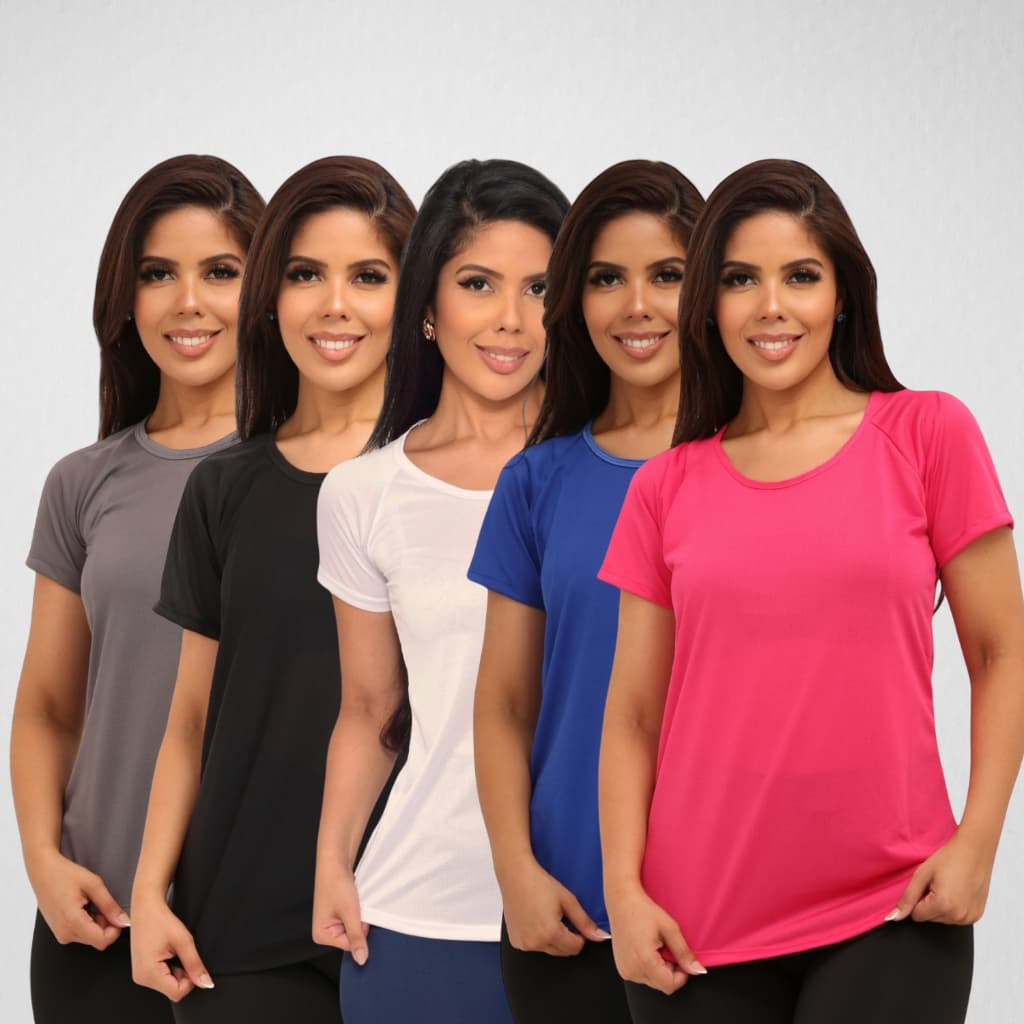 Kit 5 Camisetas Feminina Dry Fit Academia Fitness Academia Fitness