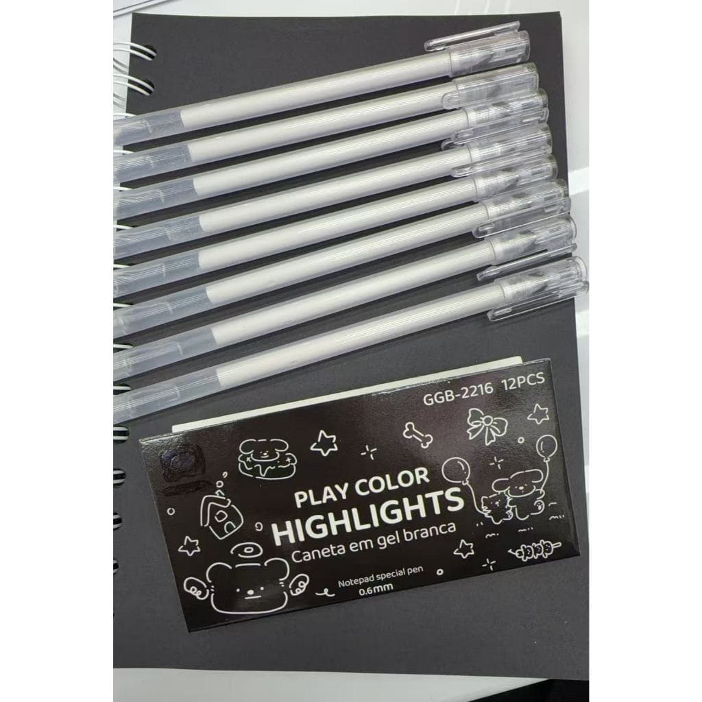 Kit Canetas Gel Branca Touch Cool Profissional Ponta 0.8 Branco GGB-2216