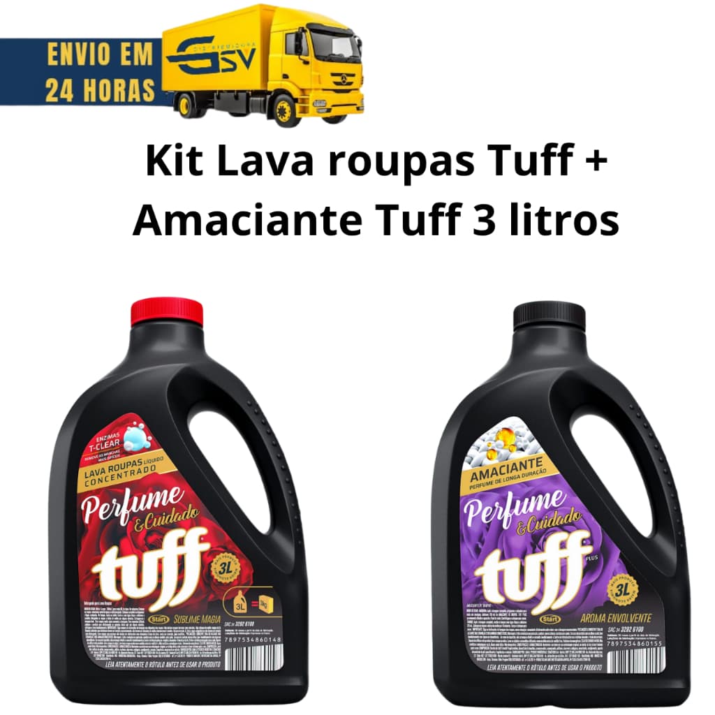 Kit Lava roupas Tuff Concentrado 3 Litros Sublime Magia+Amaciante Tuff Concentrado Aroma Envolvente