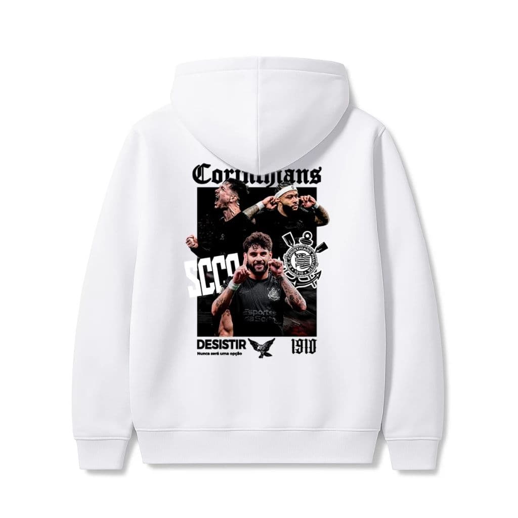 Moletom Masculino Corinthi Time Canguru Agasalho Futebol Com Capuz Blusa De Frio Timão