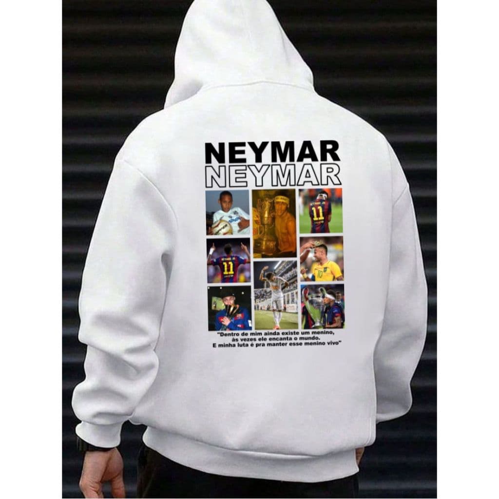 Moletom Canguru Neymar Fotos Inverno 100% Algodão Confortável Inverno