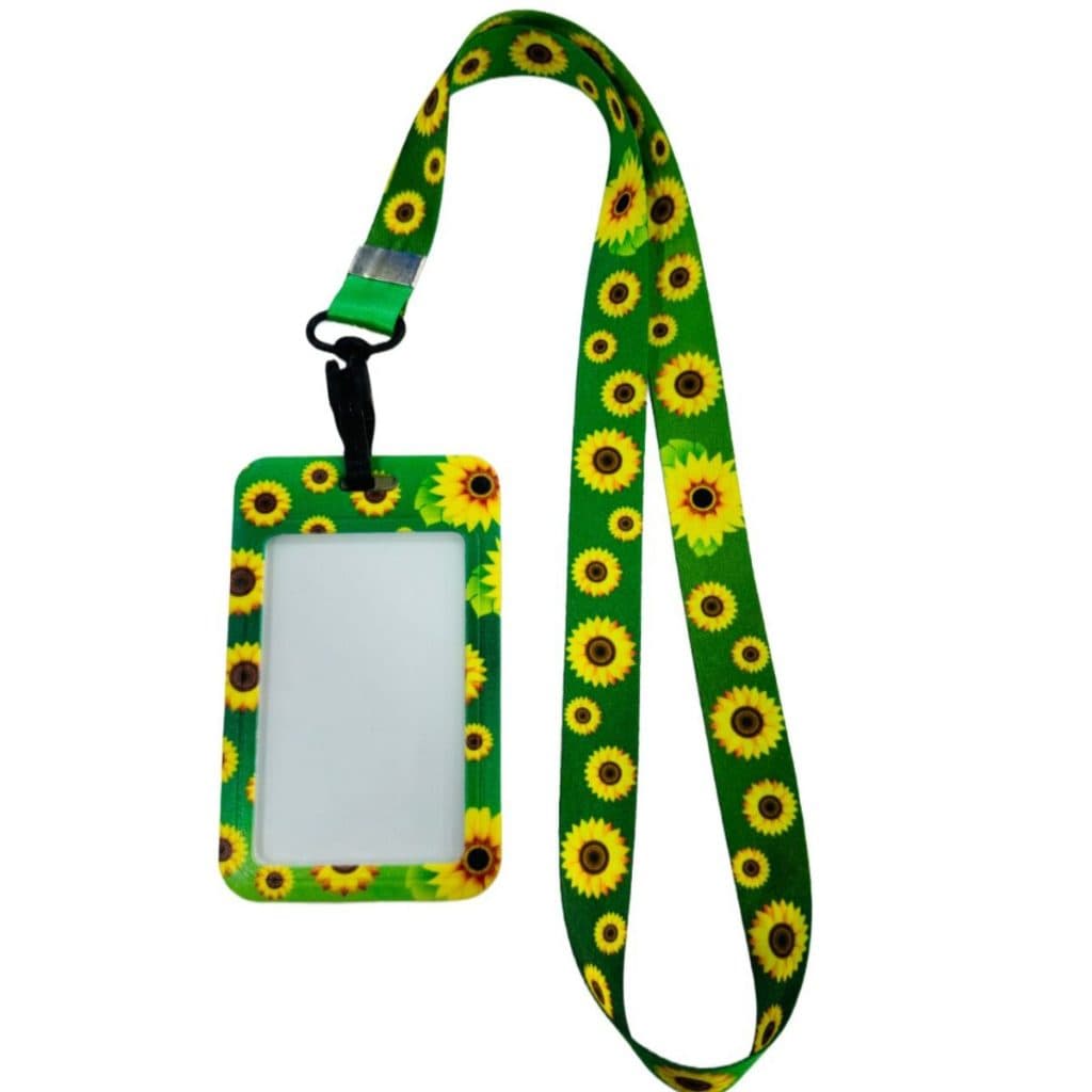 Cordão Girassol Autismo TEA com Porta Crachá | Cordão de Identificação Inclusivo Ajustável para Crachá