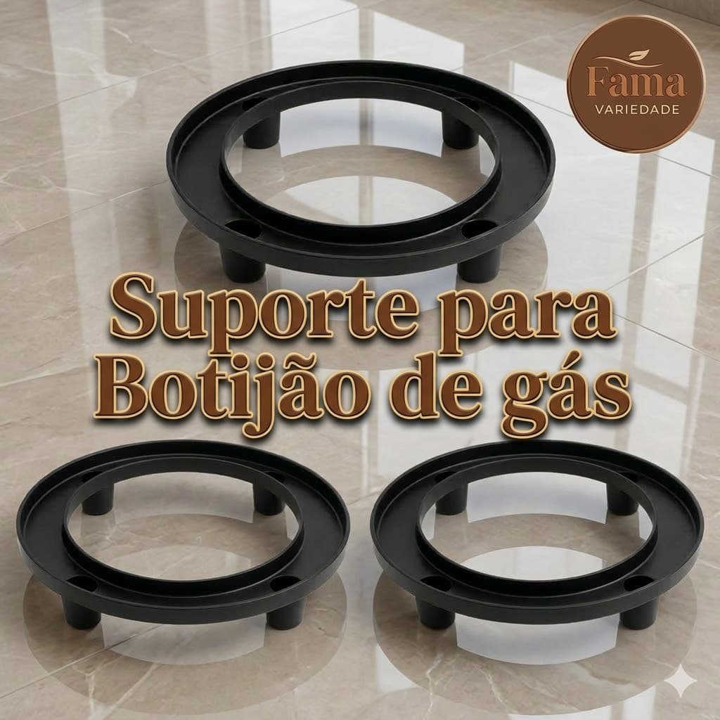Suporte Para Botijão de Gás e Vasos de Plantas Com pezinhos Preto Premium multiuso Injeplastec