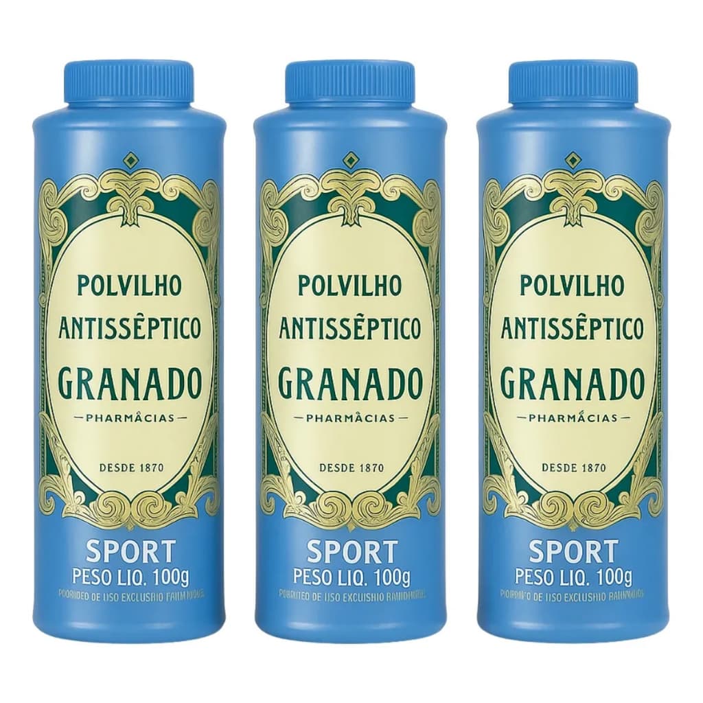 Kit 3 Polvilho Talco Pés Axilas Granado Sport 100g Original