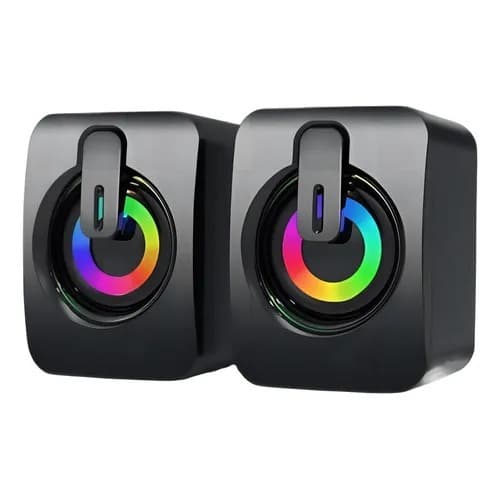 Caixa Caixinha De Som Led Pc Notebook P2 Usb Potente 6w Cores Som Limpo Lehmox 6w Led LEY-1917