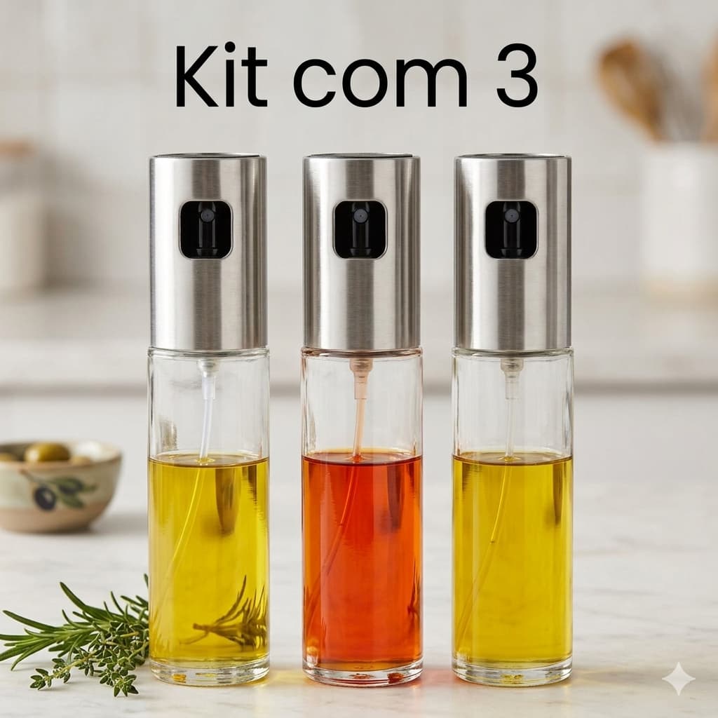 Kit 3 Borrifador Azeite Pulverizador Premium Culinário Adequado Para Cozinhas 100ml