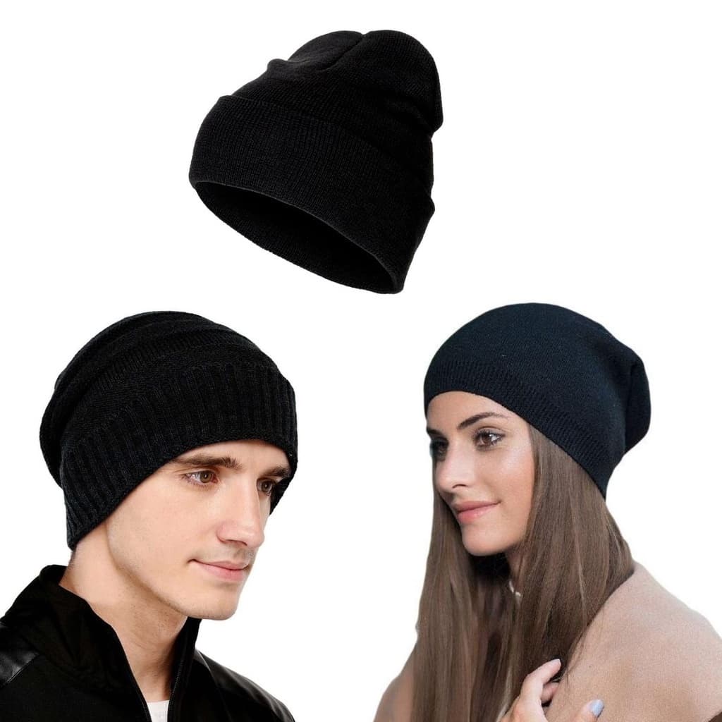 Touca Liso Adulto Unissex Básica Gorro Lã Preta Inverno Frio