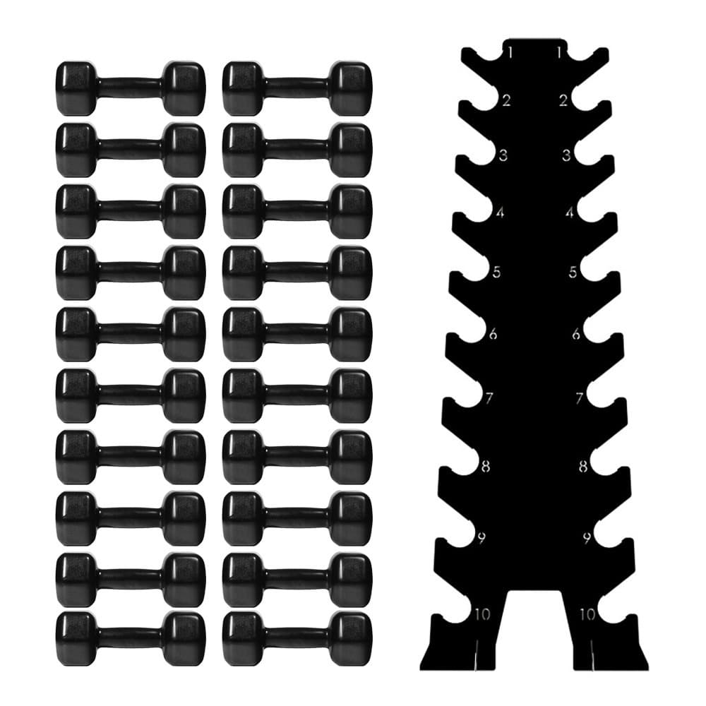 Kit Halter Sextavado Emborrachado 1 a 10kg + Suporte Completo