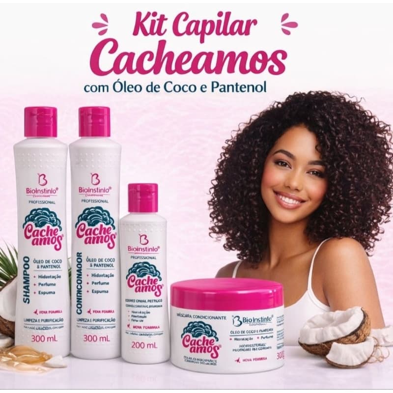 Kit Capilar Cacheamos com Oléo de Coco e Pantenol
